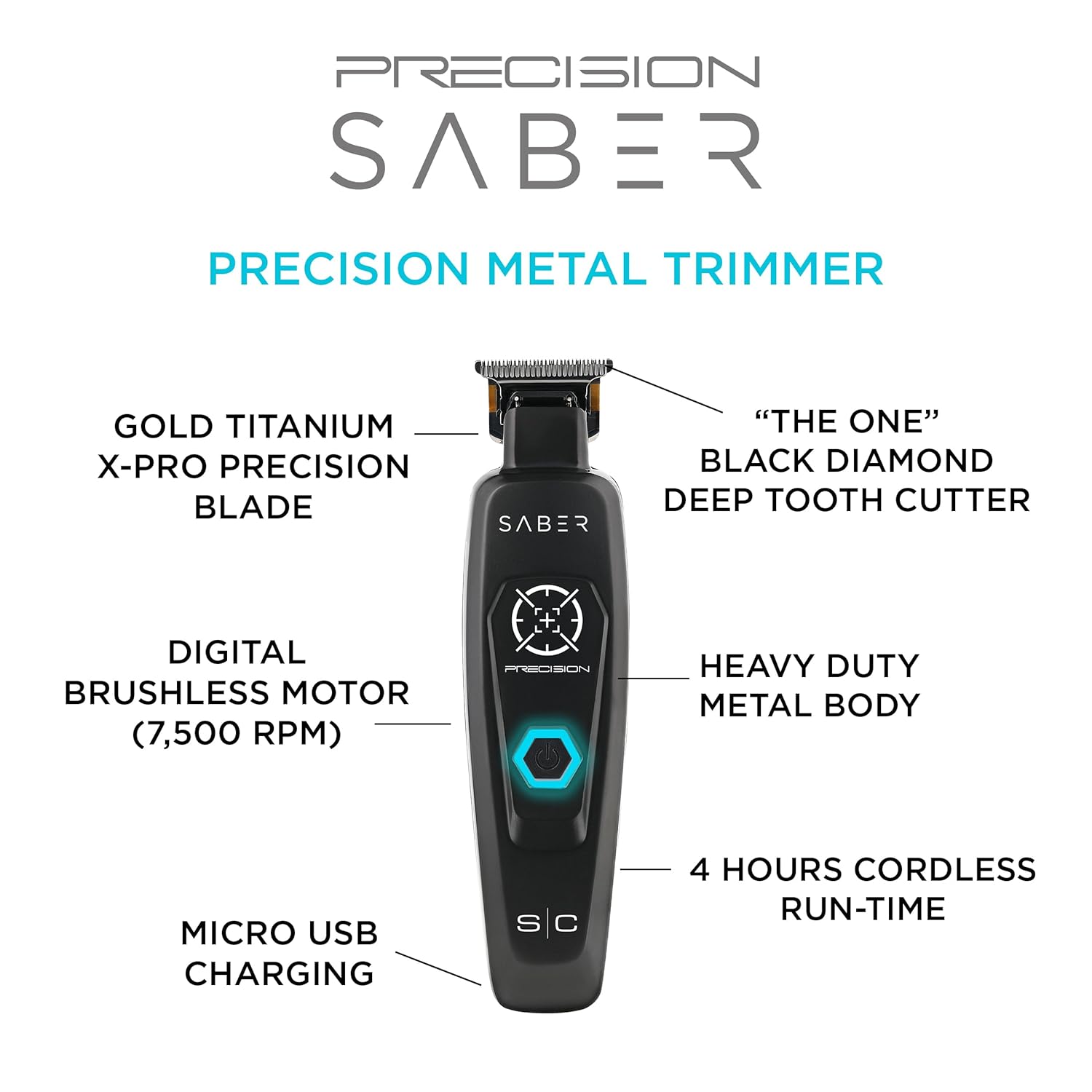 Saber Full Metal Cordless Hair Trimmer 